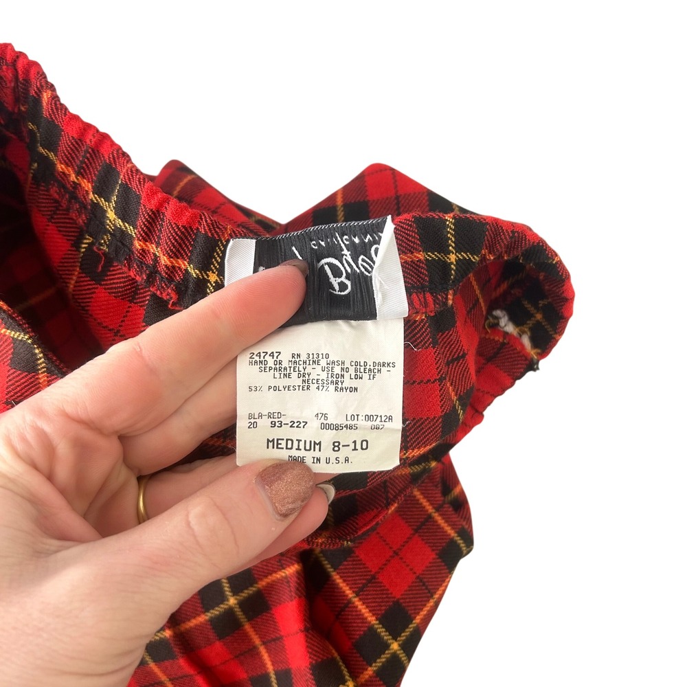 VTG Y2K 90s Amy Byer Plaid Pleated Skirt Red Black Yellow Girls Sz M Old Money - Picture 2 of 8